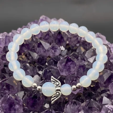 Pulseira de opalina com anjo