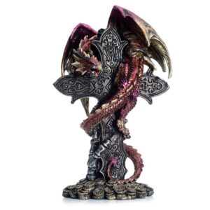 Estátua Dragão Guardião - Lenda negra Tesouro Celta