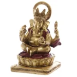 Estátua Ganesha Dourada e Vermelha