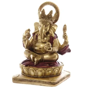 Estátua Ganesha Dourada e Vermelha