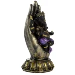 Estátua Ganesha na Mão em resina com 20,5 cm de altura
