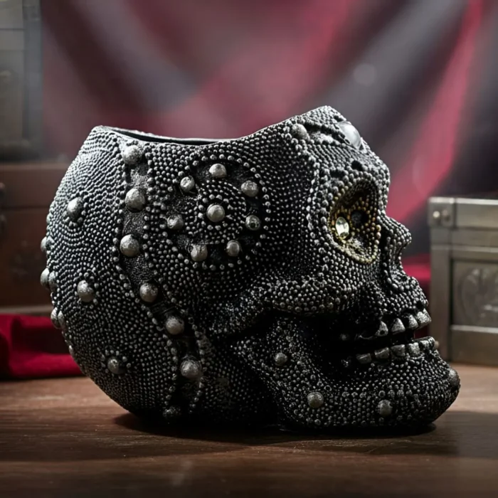Caveira Porta-Velas Decorativa em resina