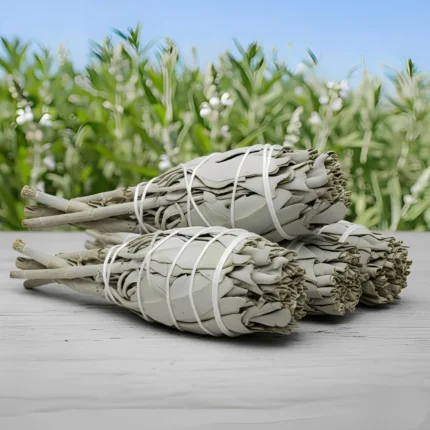 Mini Tocha Sálvia Branca 9cm