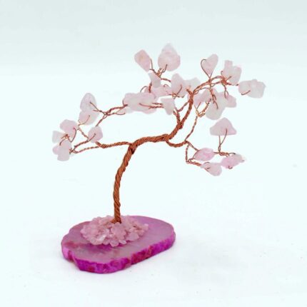 Árvore da Felicidade - Quartzo Rosa em base de Ágata Natural