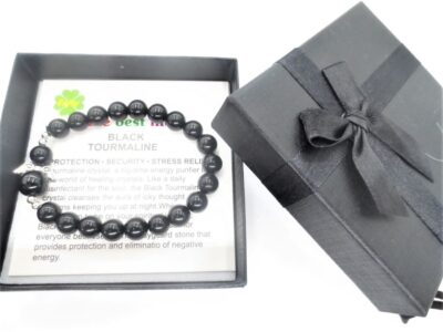 Pulseira de Turmalina Negra com Anjo