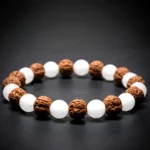 Pulseira de Selenita e Rudraksha 8mm - Equilíbrio e Proteção