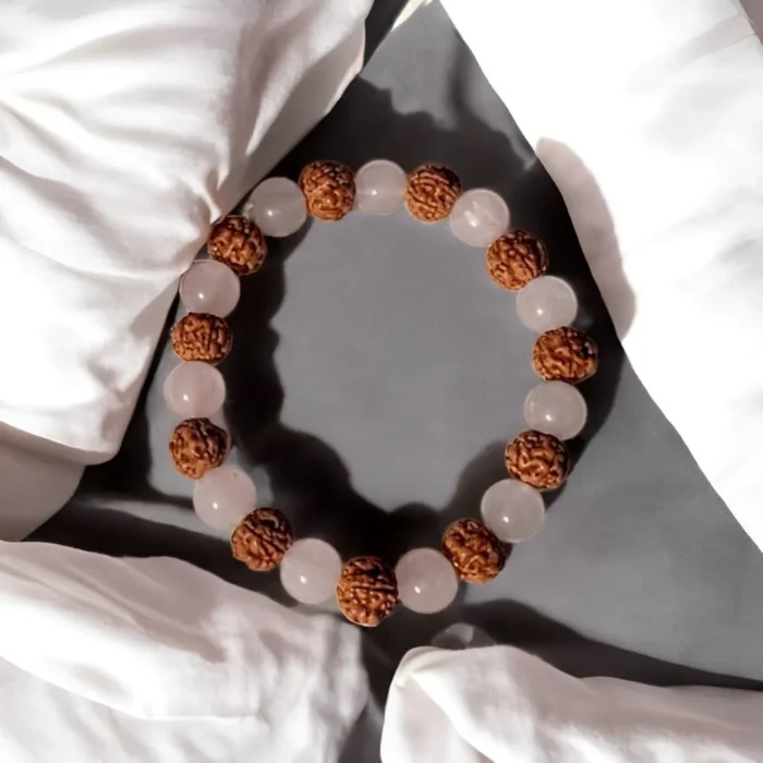 Pulseira de Selenita e Rudraksha