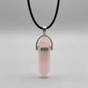 Pendente Quartzo Rosa Biterminada Harmonia e Suavidade