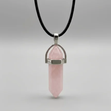 Pendente Quartzo Rosa Biterminada Harmonia e Suavidade