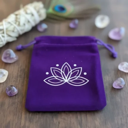 Bolsa de Veludo Roxo com Lótus