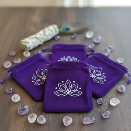 Bolsa de Veludo Roxo com Lótus