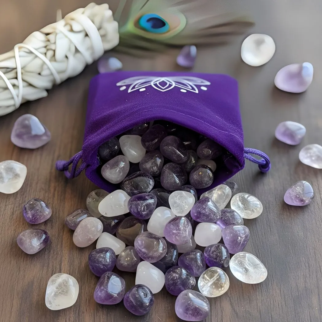 bolsa2 Bolsa de Veludo Roxo com Lótus