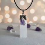 Pingente Selenita com Ametista 