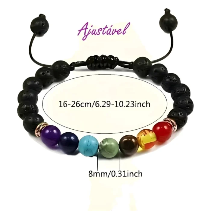 Pulseira Vulcânica dos 7 Chakras Equilíbrio