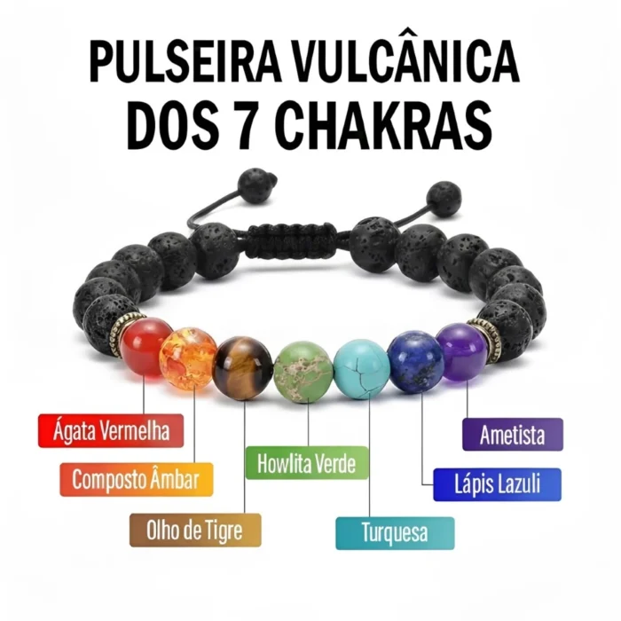 Pulseira Vulcânica dos 7 Chakras