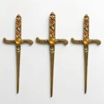 Punhal Athame Dourado com Pedra Amarela