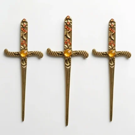 Punhal Athame Dourado com Pedra Amarela