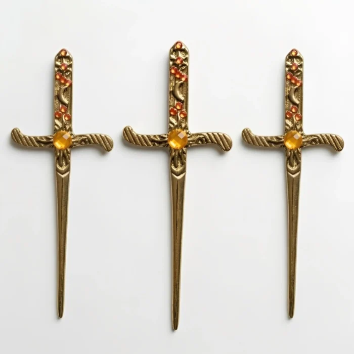 Punhal Athame Dourado com Pedra Amarela
