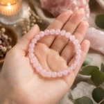Pulseira de Quartzo Rosa Natural 6 mm Contas Redondas