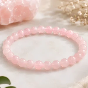 Pulseira de Quartzo Rosa Natural 6 mm | Pedra Natural