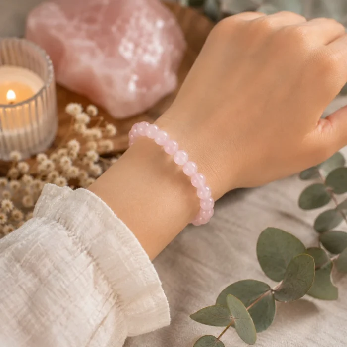 Pulseira de Quartzo Rosa Natural 6 mm