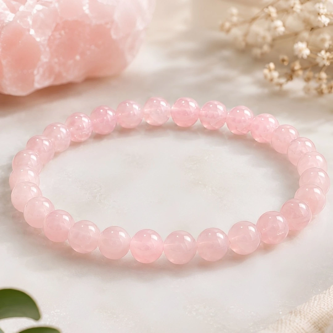 Pulseira de Quartzo Rosa Natural 6 mm