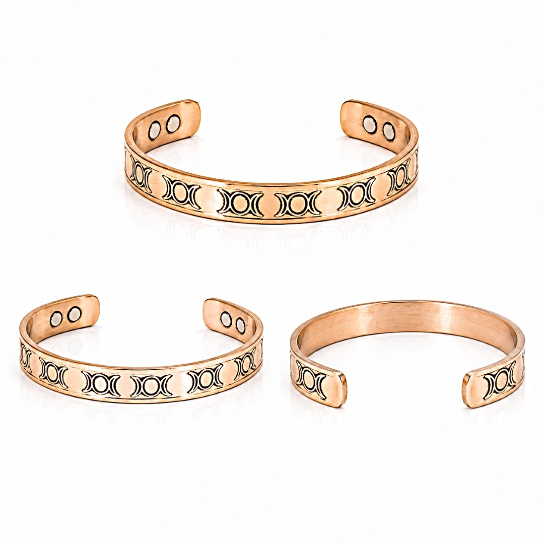 Pulseira de Cobre Lua Tripla Magnética
