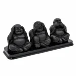 Conjunto Três Budas Sábios Preto em Polysteen