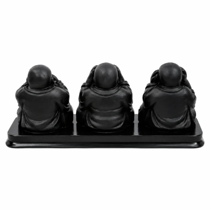 Conjunto Três Budas Sábios Preto sobre base