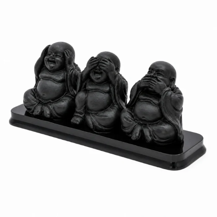 Conunto Três Budas Sábios Preto com três figuras