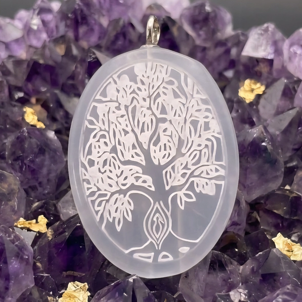 Pendente de Selenita Árvore da Vida Pendente de Selenita Árvore para uso em colar